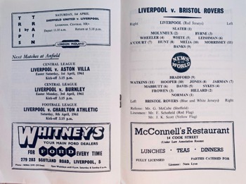 Match programme lineups