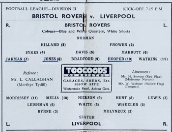 Match programme lineups