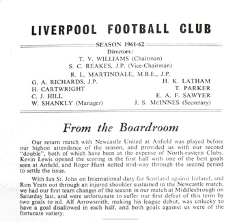 Match programme article