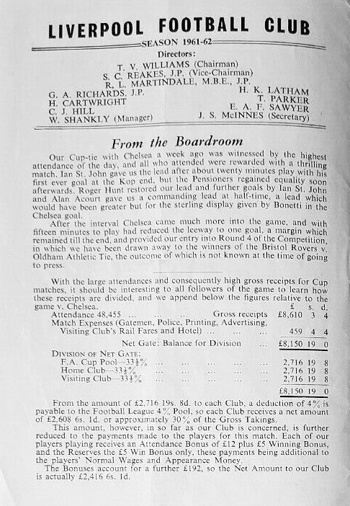 Match programme article