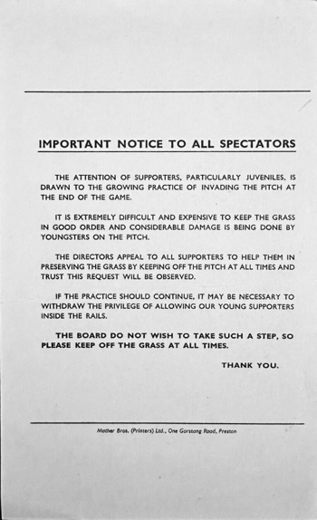 Match programme backcover