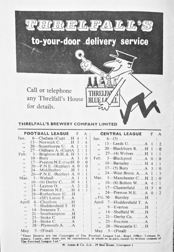 Match Programme Back cover