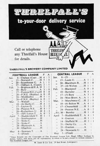 Match programme backcover