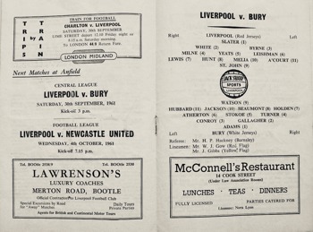 Match programme lineups