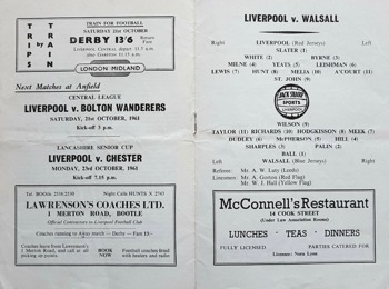 Match programme lineups