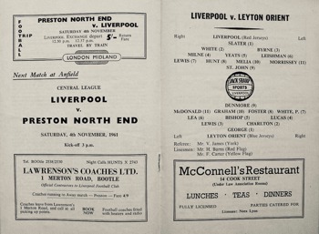 Match programme lineups