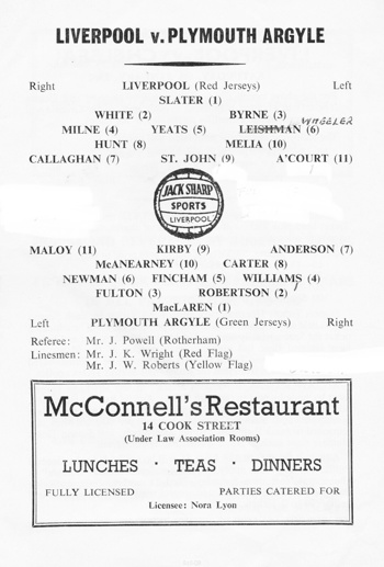 Match programme lineups