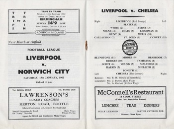 Match programme lineups