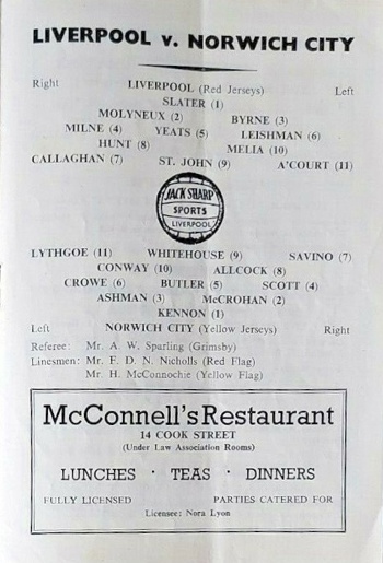 Match programme lineups