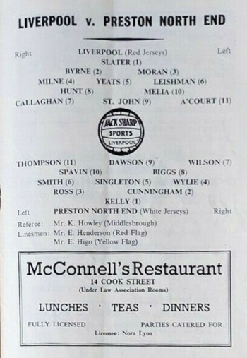 Match programme lineups
