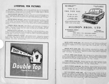 Match programme Pen Pics