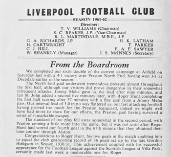 Match programme report