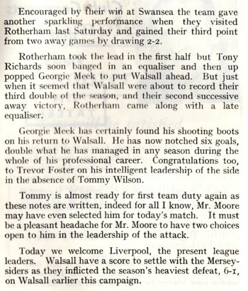 Match programme (Notes)