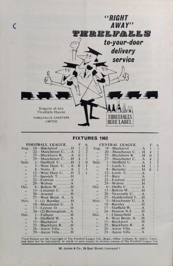 Match programme backcover