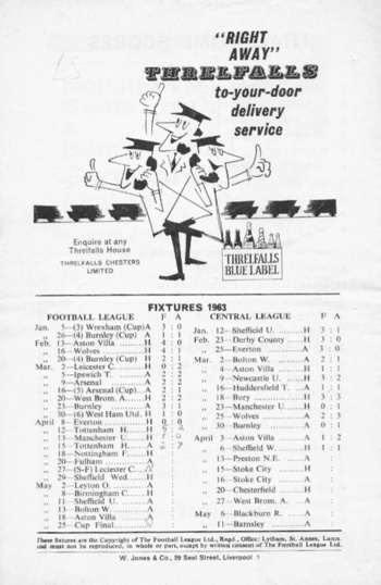 Match programme backcover