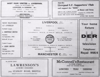 Match Programme - Lineups