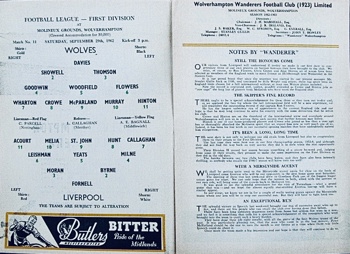 Match programme lineups