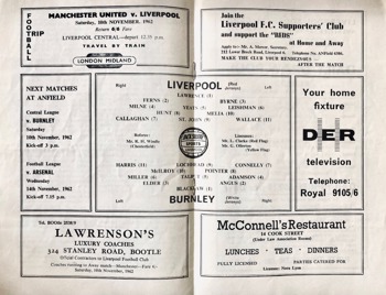 Match programme lineups