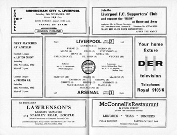 Match Programme lineups