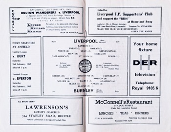 Match programme lineups