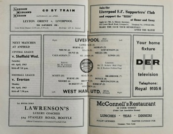 Match programme lineups