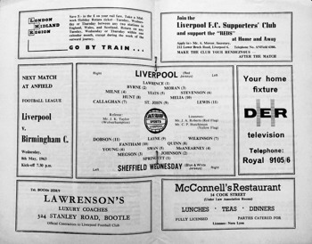 Match programme lineups