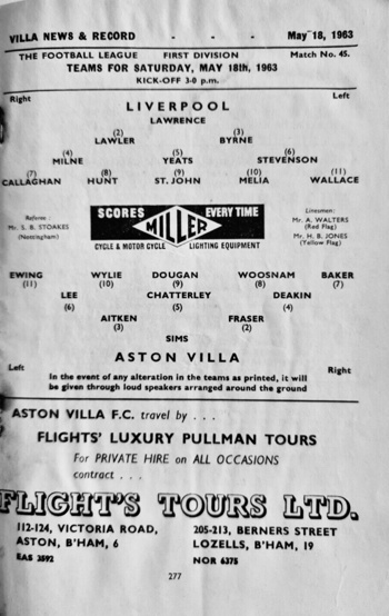 Match programme lineups