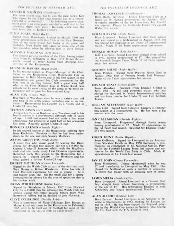 MatchProgramme Pen Pictures