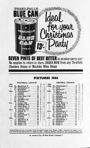 Match programme backcover