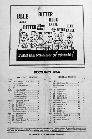 Match programme backcover