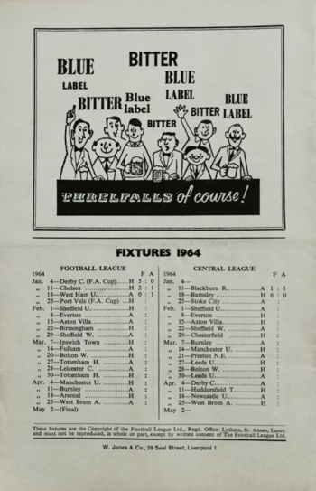 Match programme backcover