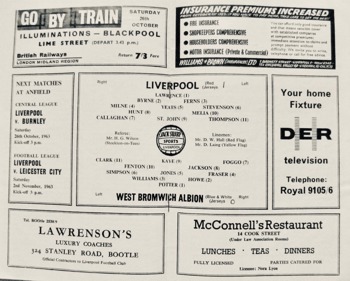 Match programme - lineups