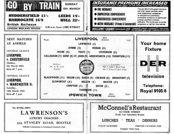 Match programme lineups