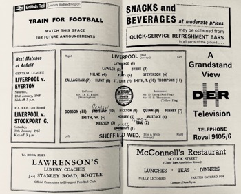 Match programme - lineups