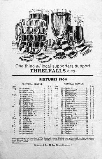 Match programme backcover