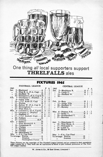 Match programme backcover