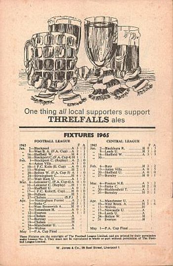 Match programme - BackCover