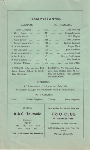 Match Programme - Line Ups