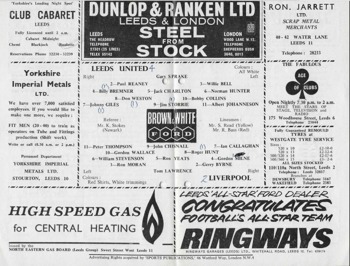 Match programme lineups