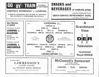 Match programme lineups