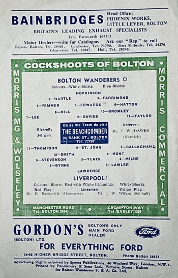 Match programme lineups