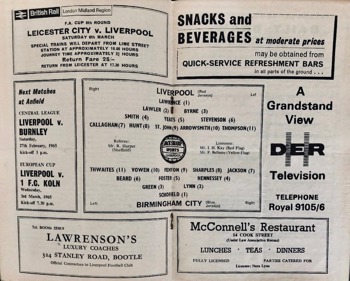 Match programme - lineups