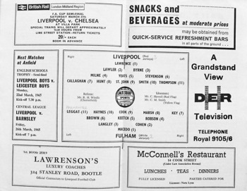 Match programme lineups