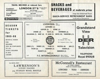 Match programme lineups