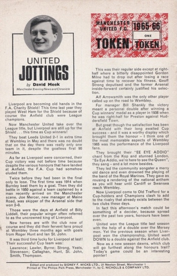 Match programme backcover