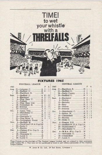 Match programme backcover