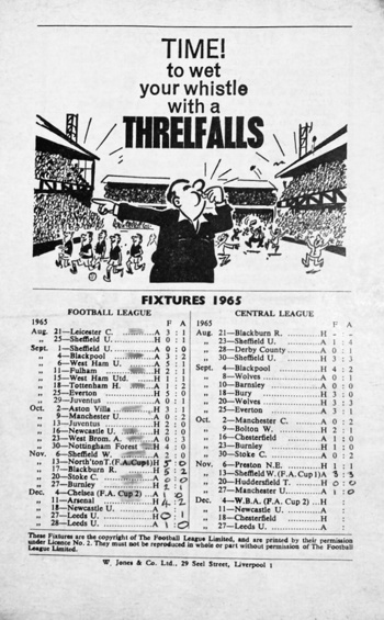 Match programme backcover