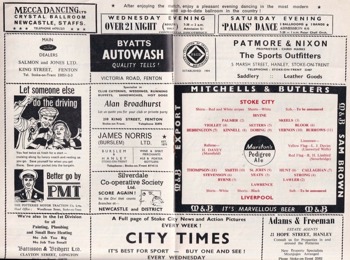 Match programme backcover