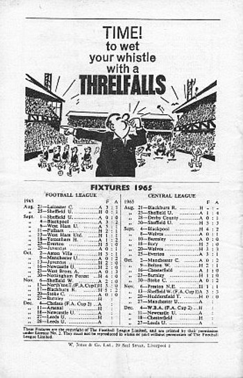 Match programme backcover