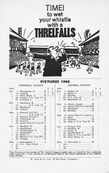 Match programme backcover